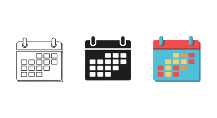 Calendar icons set for organizing and scheduling