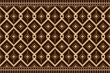 Beautiful vintage cross stitch traditional ethnic pattern.floral pixel art embroidery. Elegance background abstract Aztec beautiful seamless pattern for fabric,cloth,dress,carpet,curtain,sarong,batik © BigSaturn 