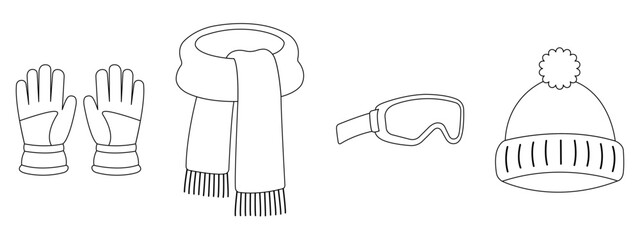 winter accessories vector design set