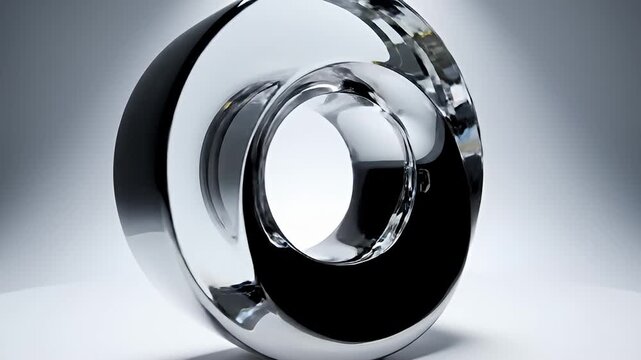 Sleek Chrome Ring on Display - Modern Art Showcase.