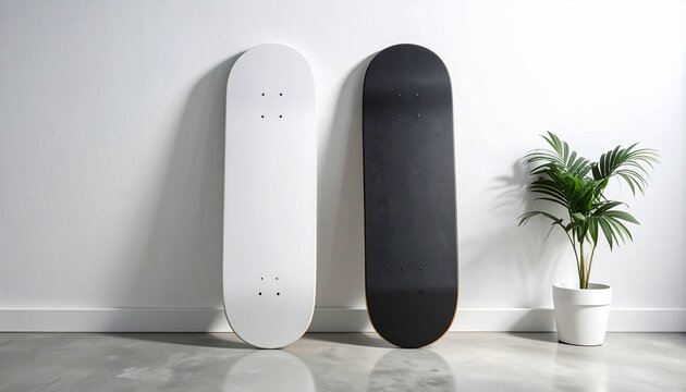 mock up skateboard on a wall