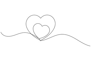 Fototapeta premium Minimal heart shape drawn in single line modern romantic line art