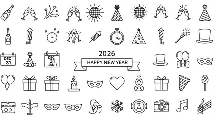 New year celebration doodle set