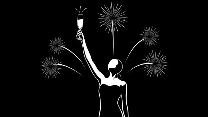 Fireworks celebration with toast