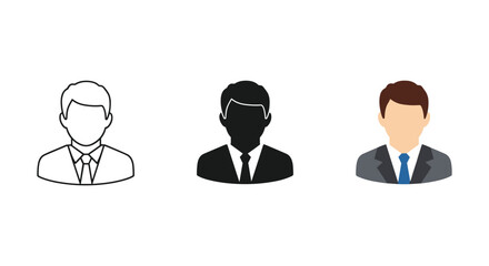 Fototapeta premium Three businessmen icons in different styles