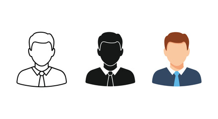 Different styles of male avatars in business attire