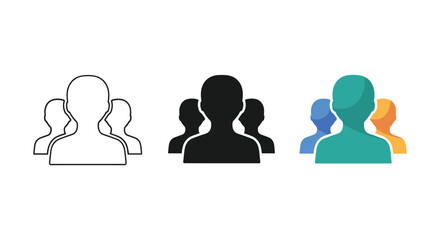 Group of people icon set in different colors and styles