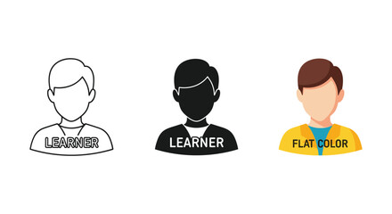 Naklejka premium Different styles of user avatars or icons for learner