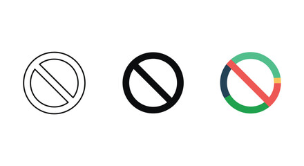 Set of prohibition signs in different styles