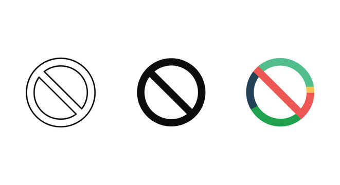 Set of prohibition signs in different styles