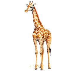 Obraz premium Standing giraffe in natural habitat isolated on transparent background