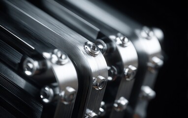 Fototapeta premium Close up view of metal machine components showing detailed design and structure