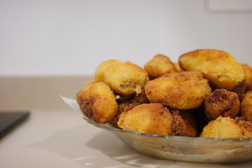 Plate of Homemade Fried Croquettes on a Kitchen Counter
