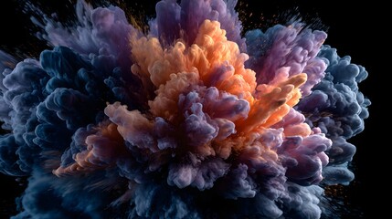 Vibrant Explosion of Colorful Powder Against Black Background.