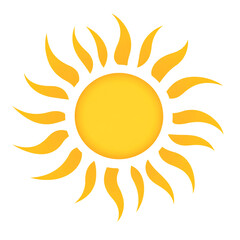 Naklejka premium Bright yellow sun isolated on transparent background
