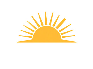 Golden sunrise over horizon isolated on transparent background