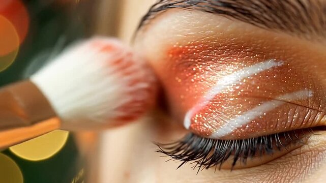 woman applying mascara for eyes with eyeshadow 