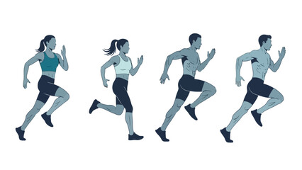 Fototapeta premium Diverse Group of Athletes Running Together: Men and Women in Motion