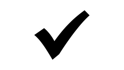 Black Check Mark Symbol on White Background, Graphic Element for Confirmation and Success © Mugi