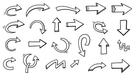 Diverse Collection of Hand-Drawn Arrow Icons and Symbols for Design Projects