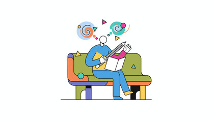 Fototapeta premium Creative Thinking Person Reading Book with Pencil