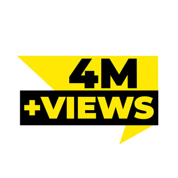 4M Views Visible Reach Counter PNG, Platform Expansion Badge Design, Engagement Boost Label Graphic, Content Trend Tag Icon, Viewer Count Sticker