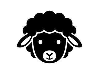 Cute Black Sheep Head Face Icon Vector Graphic Isolated on White Background