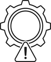 Gear cog icon vector system error warning settings failure technical problem maintenance alert