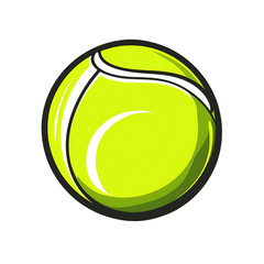 Bright yellow tennis ball isolated on transparent background