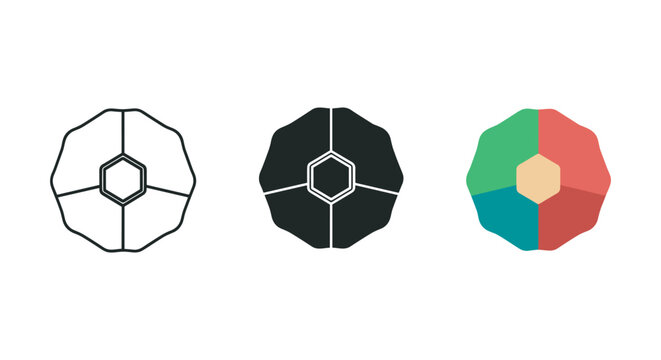 Geometric shapes with different color schemes and designs