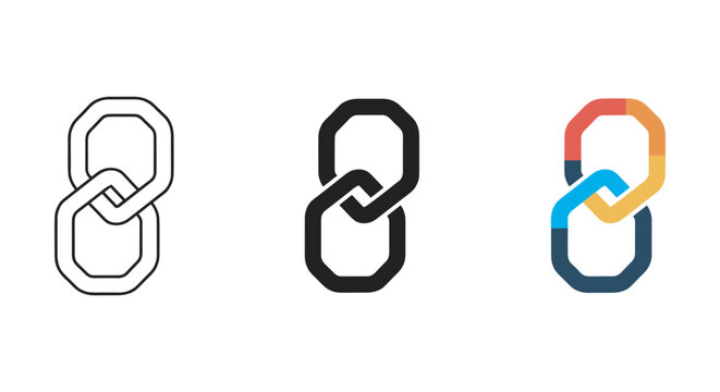 Chain link icon set in different style