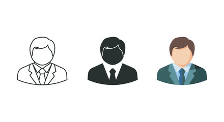 Three businessmen illustrated in different styles