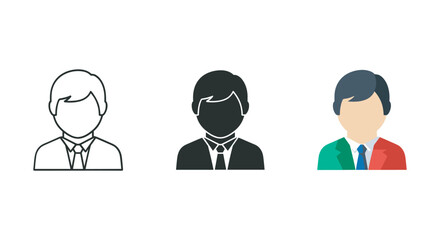 Three different style businessman avatar illustration
