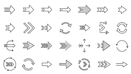 Collection of Arrow Icons and Symbols in a Modern Flat Design Style