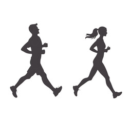 Fototapeta premium Two runners in motion isolated on transparent background