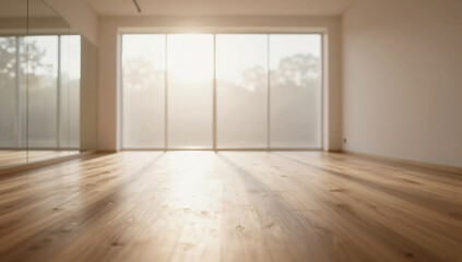 Obraz premium Ethereal Glow: Empty Yoga Studio with Backlighting