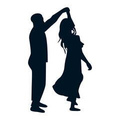 Romantic Couple Silhouette. Vector Illustration.
