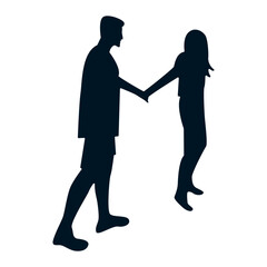 Romantic Couple Silhouette. Vector Illustration.