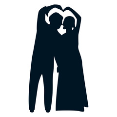 Romantic Couple Silhouette. Vector Illustration.