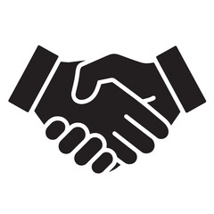 Handshake in simple flat design with black and white color on isolated white background for corporate use