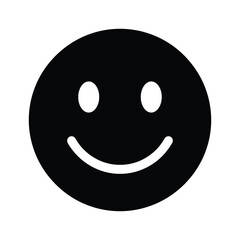 Simple smiling face icon on white background