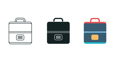 Collection of different briefcase icon set