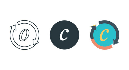 Collection of modern minimalist logo designs with circular arrows