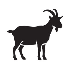 Farm animal goat silhouette for agriculture and livestock symbol, minimalist vector icon