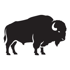 Black bison silhouette vector icon for logo design and wildlife branding, simple graphic symbol