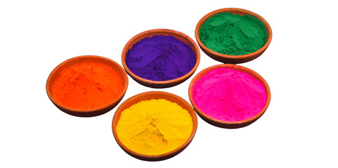 color poeder in bowls for Holi Rangoli