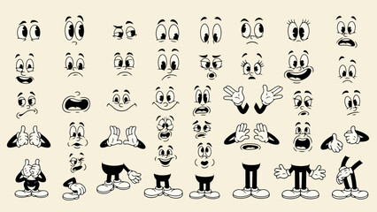 Fototapeta premium Retro Cartoon Character Elements Vector Set