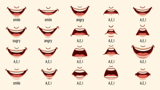 Cartoon Character Mouth Animation Vector Set