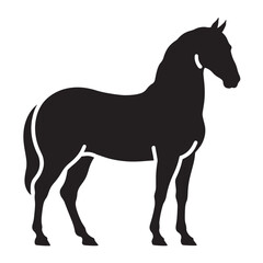 Horse silhouette symbol for equestrian branding and animal logo design, black vector icon