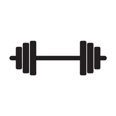 Fitness barbell icon for gym app UI and workout tracking, flat vector symbol